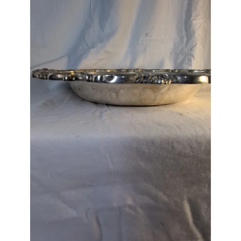Vintage EGW&S Silverplate Serving Tray Ornate Scroll Edge 13
